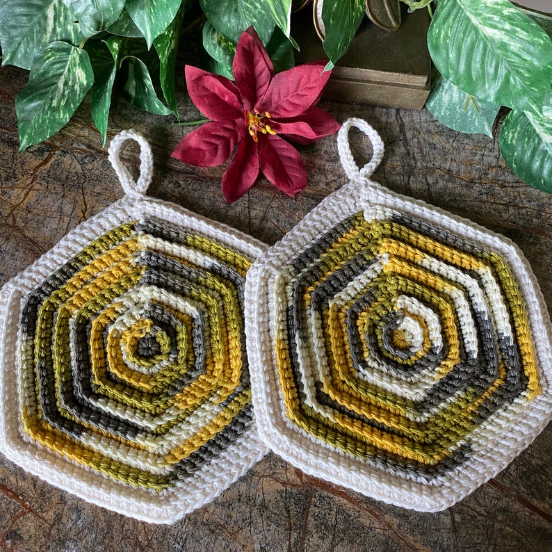 Crocheted Pot Holder Set of 2 Trivet Pot Holders Cotton Pot Etsy