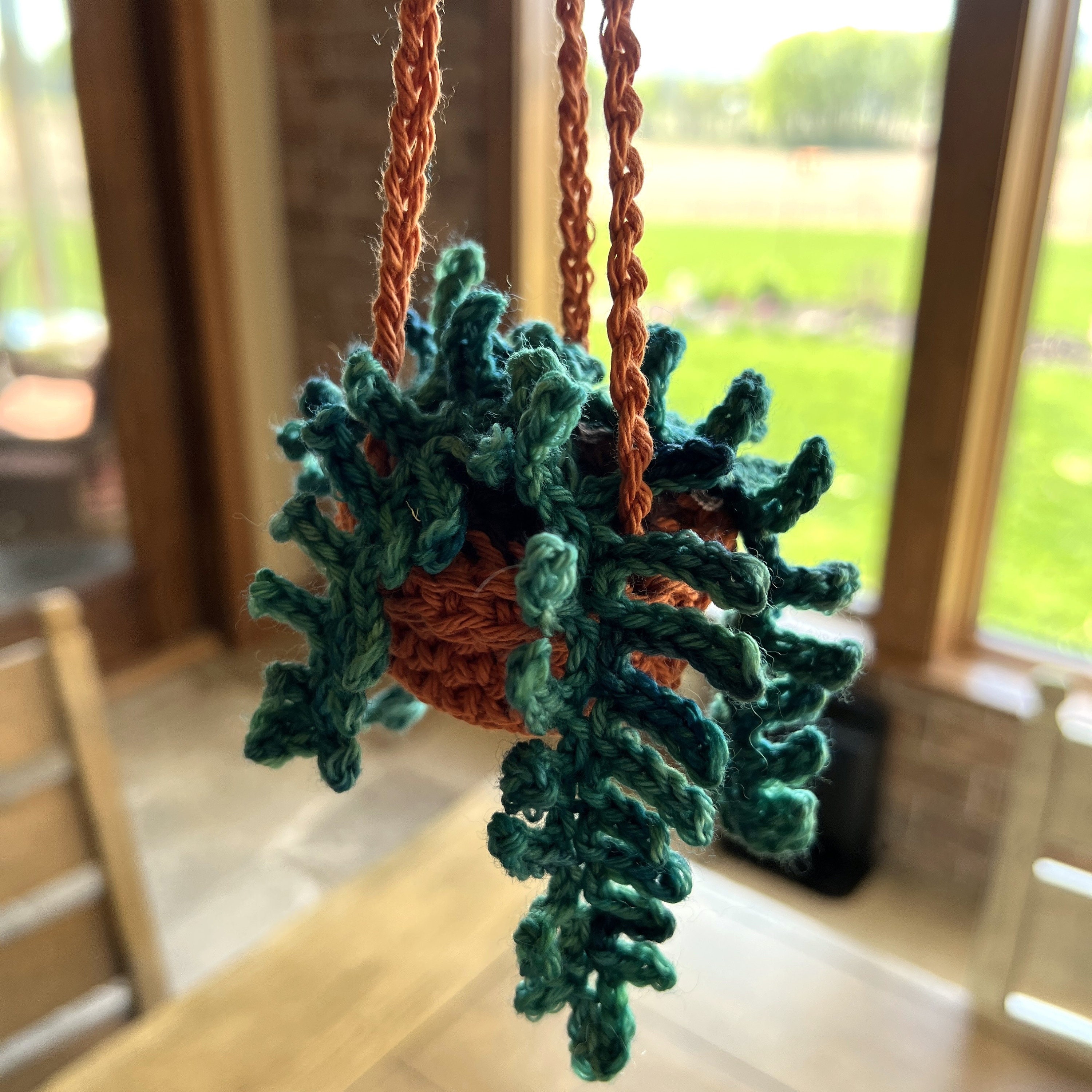 Buy Car Plants, Car Hanging Basket, Crochet Fern Plant Crochet