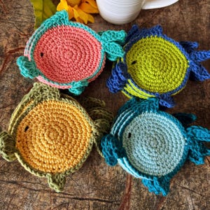 Crochet Fish Coaster Set: Cotton Yarn, Ocean Theme, Set of 4