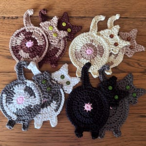 Crochet Cat Butt Coasters (Set of 2): Funny Cat Lover Gift