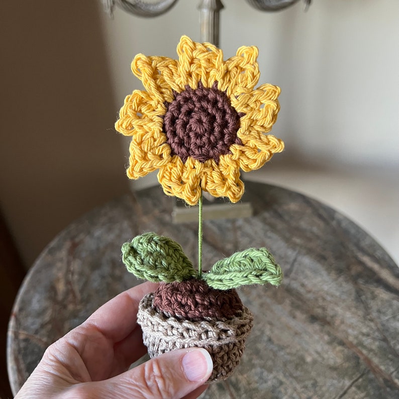 Mini Sunflower & Pot Crochet Amigurumi Sunflower Crocheted Etsy