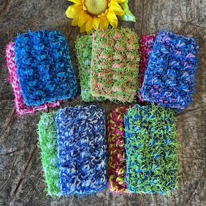 Hand Crocheted Cotton Dish Scrubbies: Eco-Friendly Kitchen Cleaning Pad Set