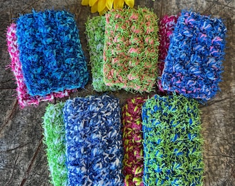 Hand Crocheted Cotton Dish Scrubbies: Eco-Friendly Kitchen Cleaning Pad Set