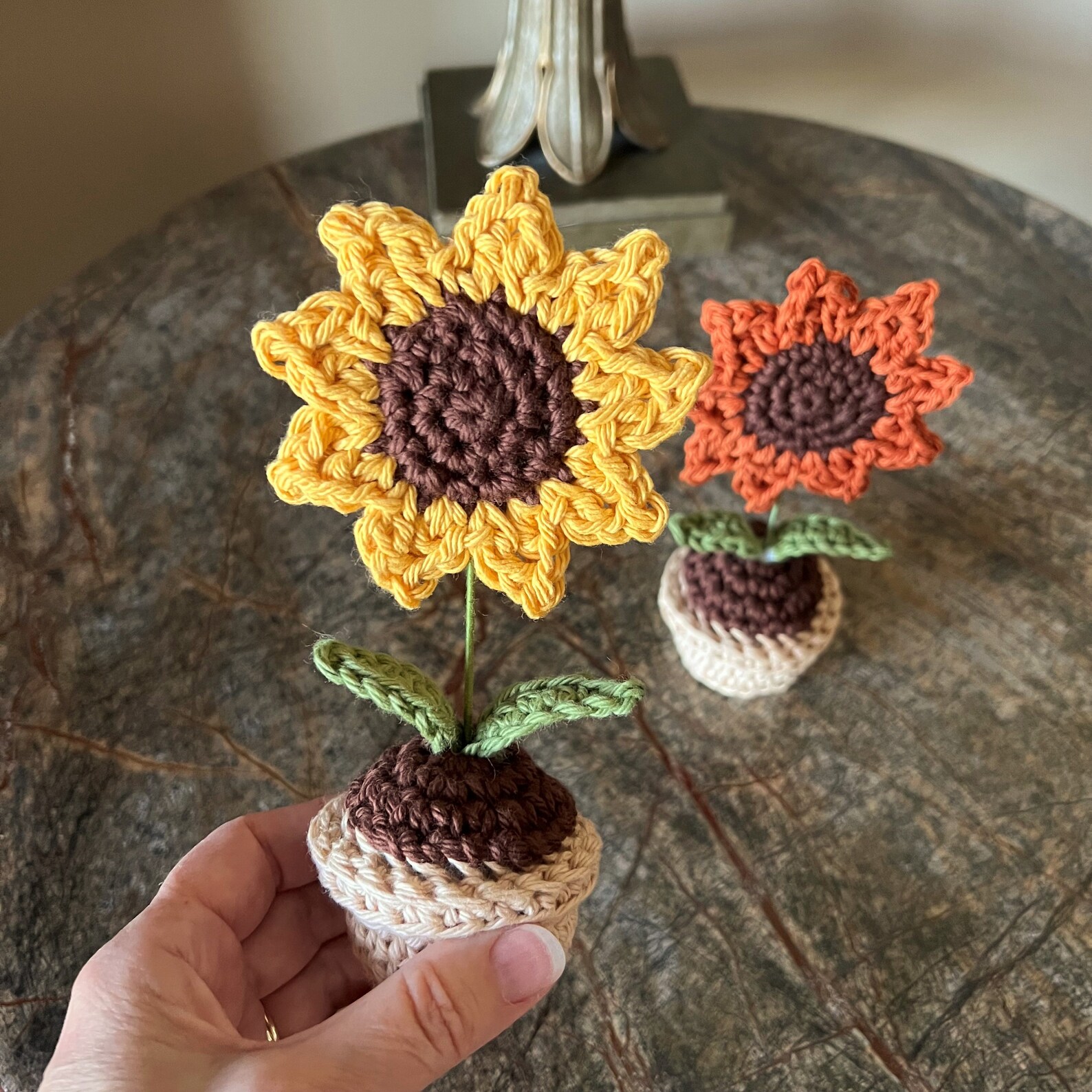 Mini Sunflower & Pot Crochet Amigurumi Sunflower Crocheted Etsy