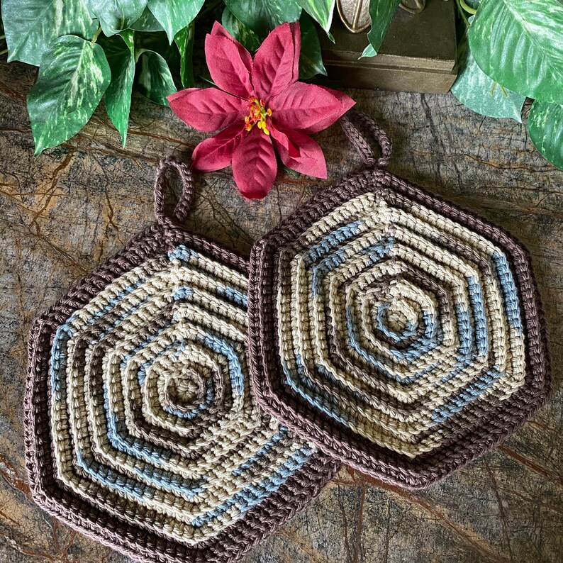 Crocheted Pot Holder Set of 2 Trivet Pot Holders Cotton Pot Etsy
