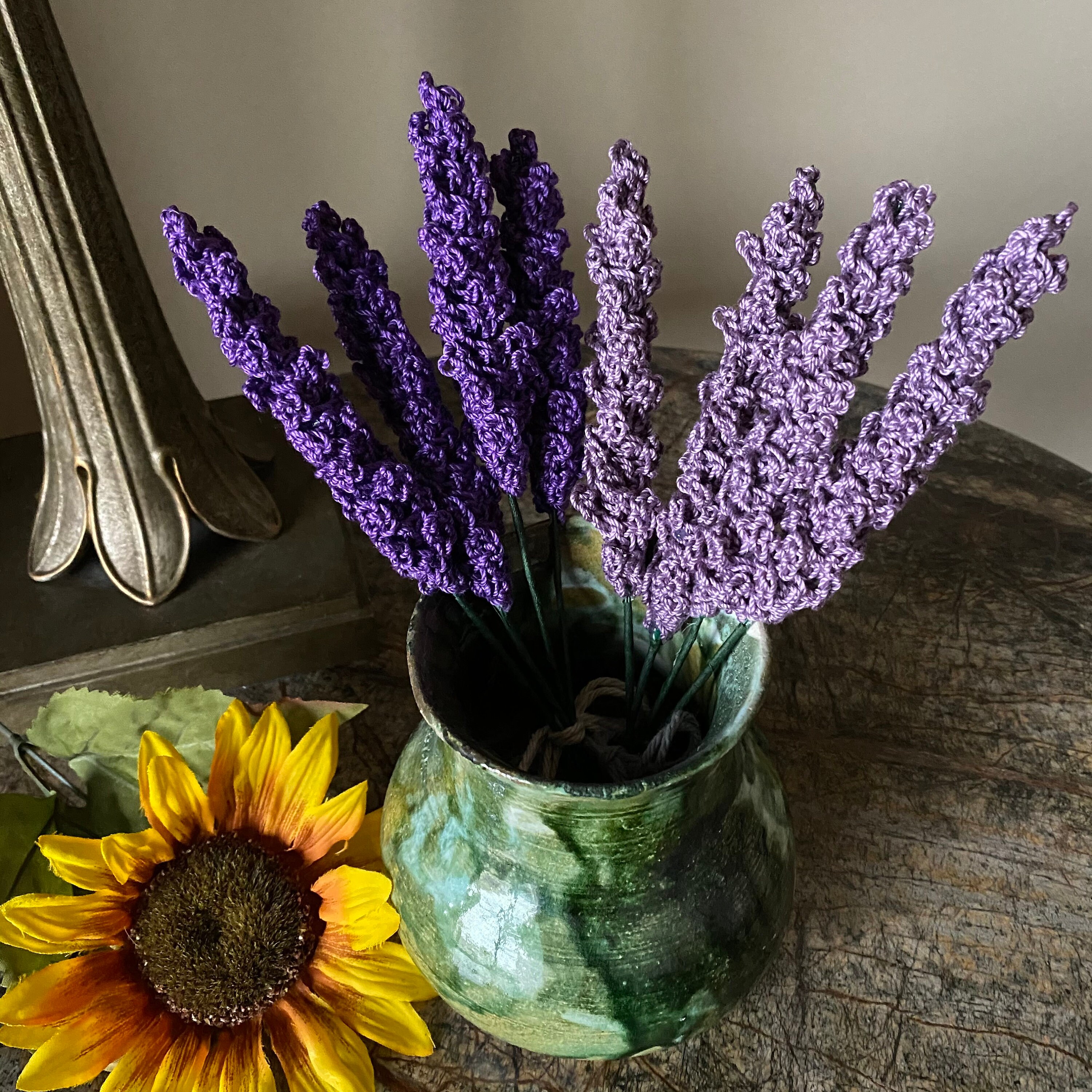 Crochet Lavender Flowers Set of 4 Lavender Sprigs Flower | Etsy