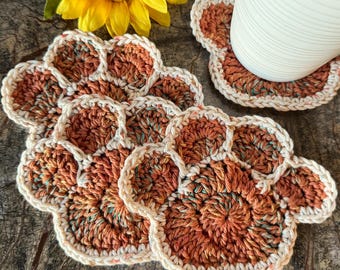 Crocheted Paw Print Coasters: Cotton Yarn Pet Lover Gift
