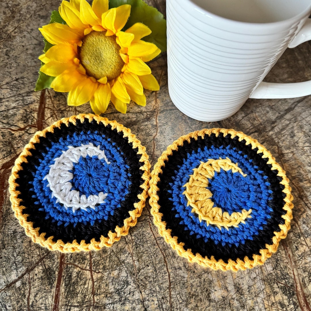 Moon Rug Coaster Crocheted Moon Coasters Set: Celestial Cotton Coasters - Etsy
