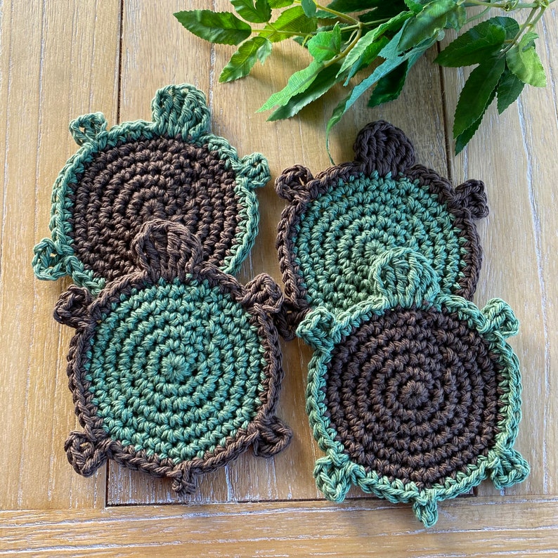 Turtle Coaster Sets Sea Turtles Crochet Coasters Coasters | Etsy