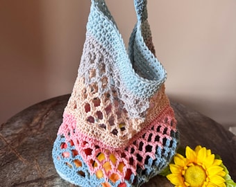 Crochet Market Bag: Eco-Friendly Cotton Tote, Beach Bag