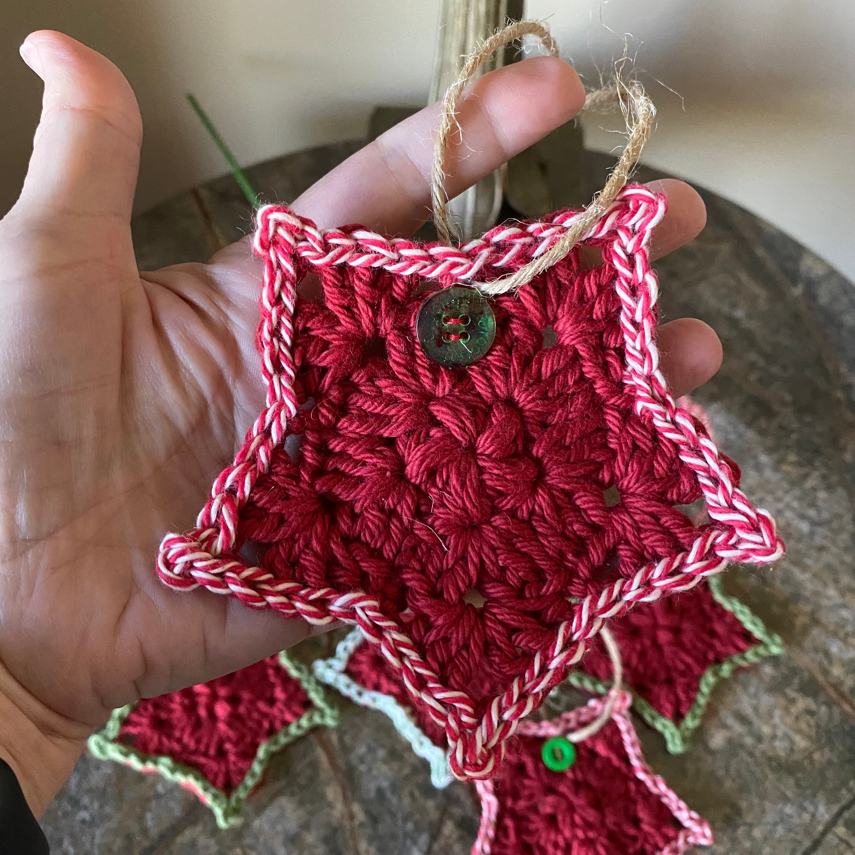 Crochet Star Ornaments Rustic Star Ornaments Holiday Star | Etsy