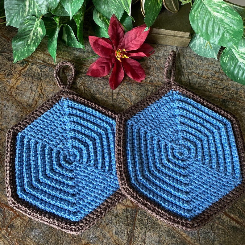 Crocheted Pot Holder Set of 2 Trivet Pot Holders Cotton Pot Etsy UK