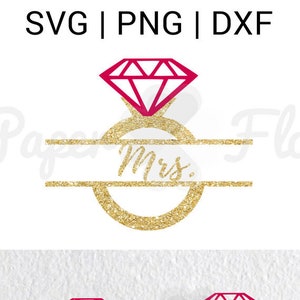 Diamond Ring SVG wedding ring svg engagement ring svg ring svg mrs svg ring diamond svg cut file split ring svg wedding ring clipart bridal image 1