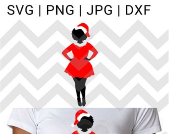 afro black woman silhouette santa dress bbw svg black woman African Woman svg jpg Afro svg black girl magic svg african silhouette cut files