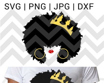 Afro queen SVG melanin svg afro cut file natural hair svg file black woman JPG file queen svg files cricut vinyl afro crown svg silhouette