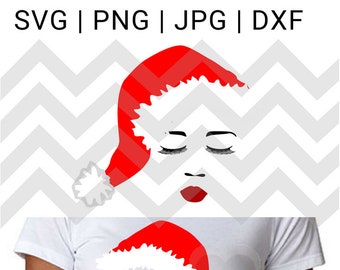 lady face santa hat svg short hair png jpg black woman African Woman eyes svg jpg Afro svg black girl magic svg african silhouette cut files