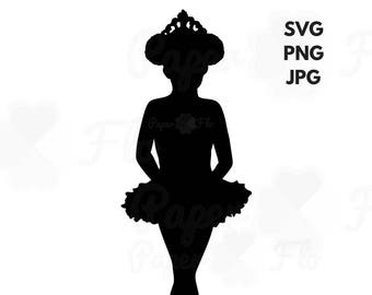 Black ballerina SVG afro ballerina girl tutu SVG black ballet girl svg ethnic ballerina silhouette svg curly hair ballerina cutting files