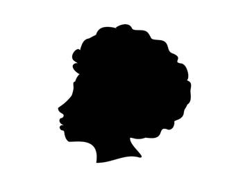 black woman afro silhouette svg clip art natural nappy curly etsy