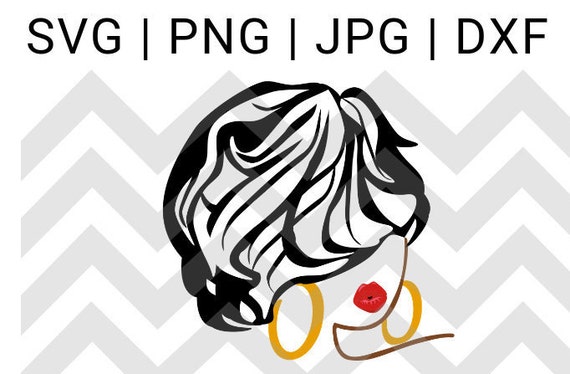 Black Girl With Short Straight Hair And Hoop Earrings Svg File Etsy