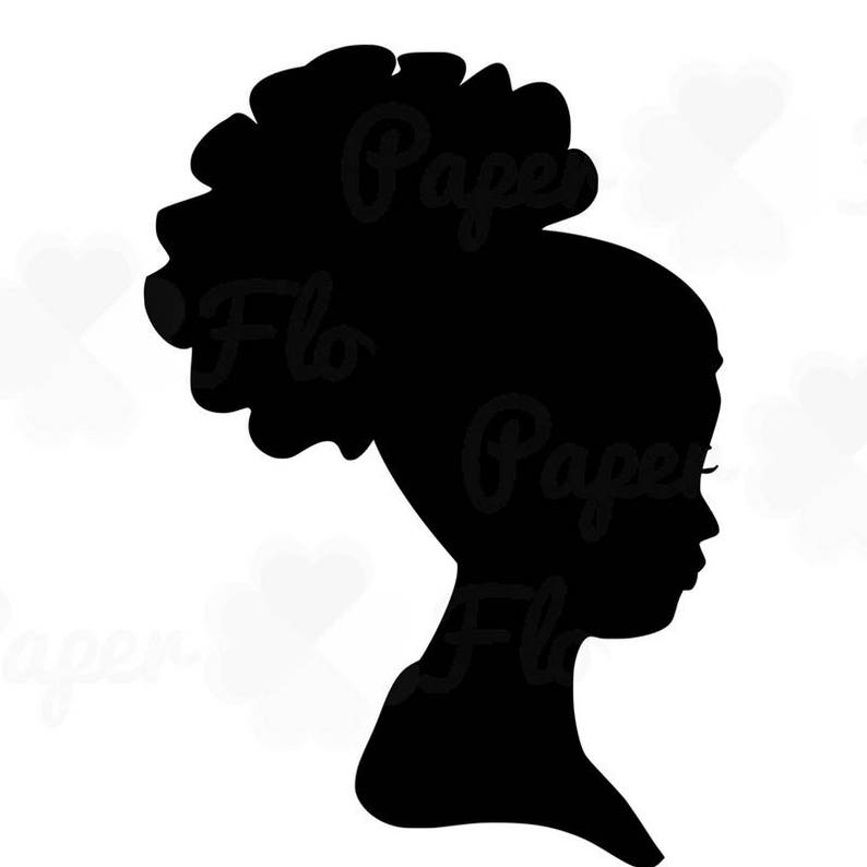 Download African Woman Silhouette SVG Clip Art Afro Puff Natural Curly | Etsy