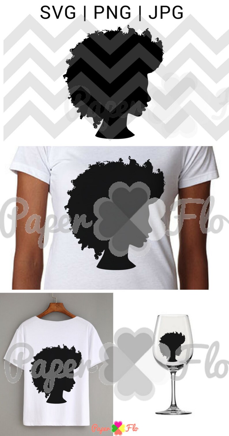 Download Afro Silhouette SVG Clip Art Natural Nappy Hair PNG Files | Etsy