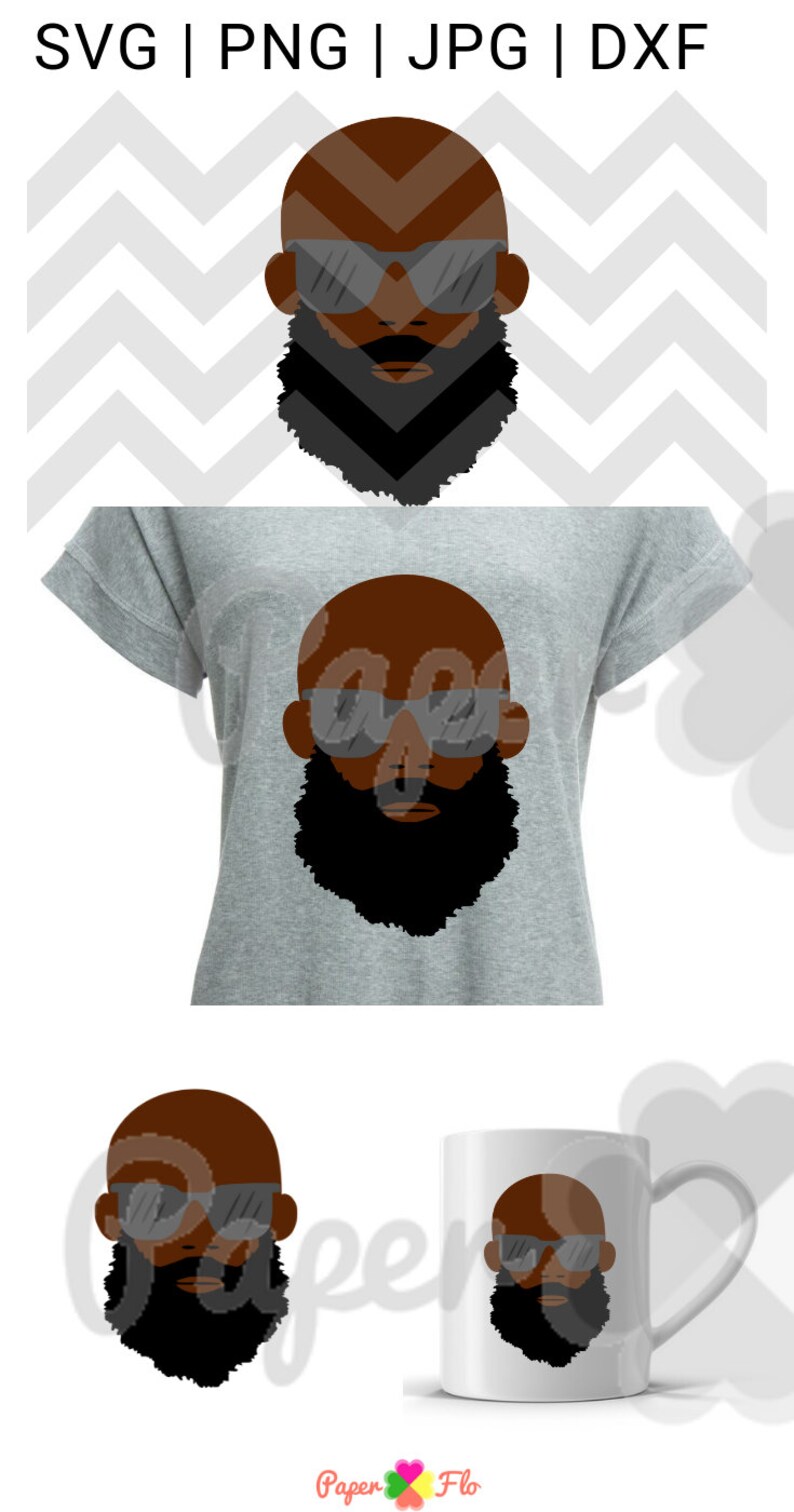 Bald black man with beard svg Cut Files | Etsy