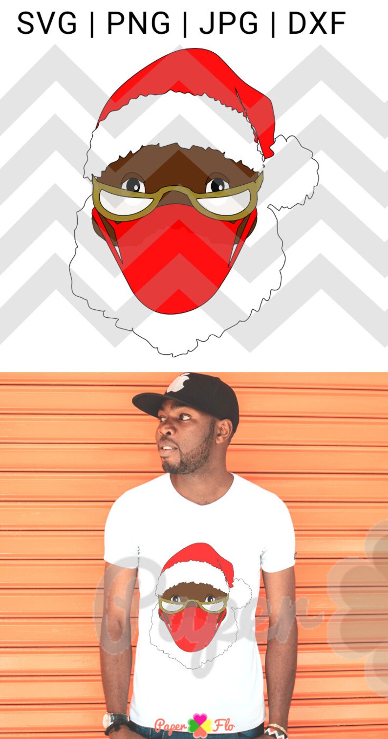 Download Black Santa wearing red mask SVG black Santa Claus clip ...
