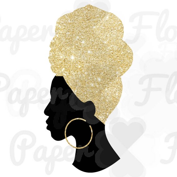 Download Headwrap Woman Svg Gold Glitter Headwrap Png Gold Black Girl Etsy