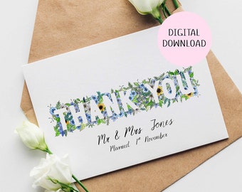 Digital Thank You card | Wedding stationary | Personalised thank you