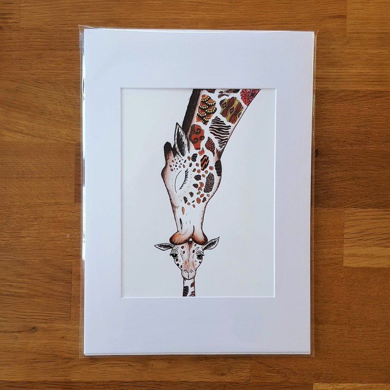Giraffe Kissing Baby Print A4 Giclée Art Print baby - Etsy