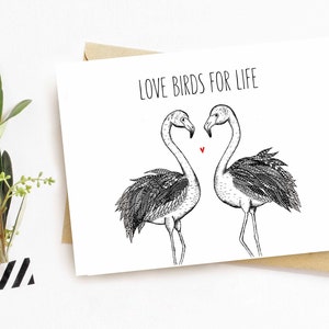 Carte d'oiseaux d'amour | Format A6 | Carte Saint Valentin