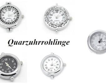 Uhr-Rohling, Armbanduhr, Kettenuhr, silber, Vintage-Stil, Quarzuhr, Auswahl