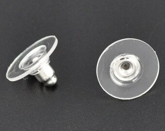 12x8 mm Klebeplatte 8 mm - Silberfarben Ohrstecker mit Ohrstopper 50 Stk