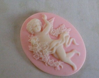 necklace Vintage style Resin apricot Gemme Cameo Apricot Angel