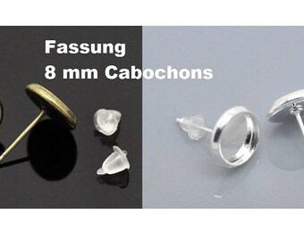 Ohrstecker 8mm Ohrring Cabochon Fassung versilbert bronze silber gold rosegold