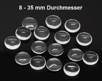 clear cabochons dome stone glass stones, 8 to 35 mm diameter