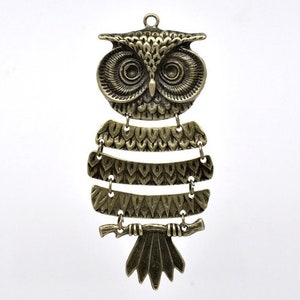 Pendant, owl, bronze, XL,