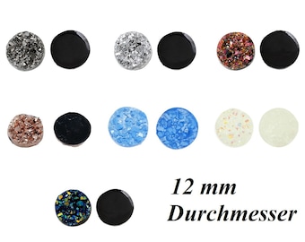 10 Cabochons,  12mm, Glitzer,Resin,Auswahl