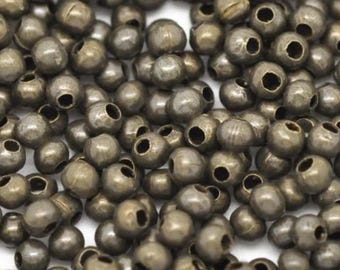 200 contas de metal, bronze, 6 mm.