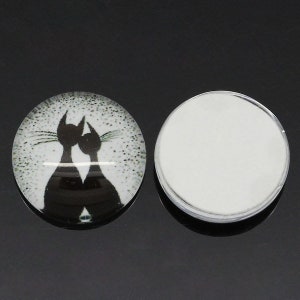 10 cabochons, glass cabochons, cat, glass, 12 mm
