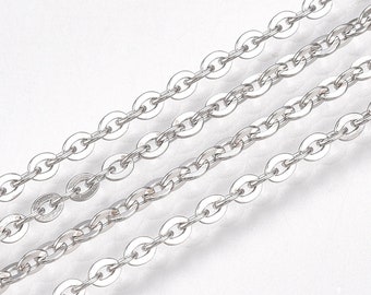 1 roll of link chain, stainless steel, approx. 15 meters, chain, silver