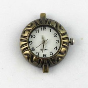 Clock blank, quartz clock, vintage style, round, bronze,