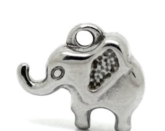 5 stainless steel pendants, elephant, 3D look