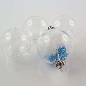 2 - 100 pezzi di perle cave, soffiate a bocca, 2 fori per infilare, 13 mm, 25 mm, 30 mm
