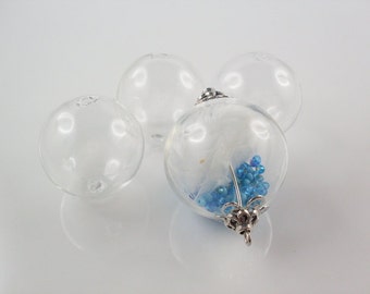 2 - 100 pieces of hollow, mouth-blown beads, 2 threading holes, selection