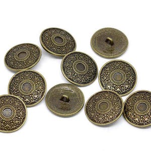 20 Metal Vintage Antique Buttons 25mm Bronze image 2