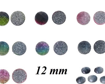 20 Cabochons,  12mm, Glitzer,Harz, Auswahl