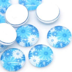 10 cabochon, cabochon in vetro, fiori, vetro, 12 mm