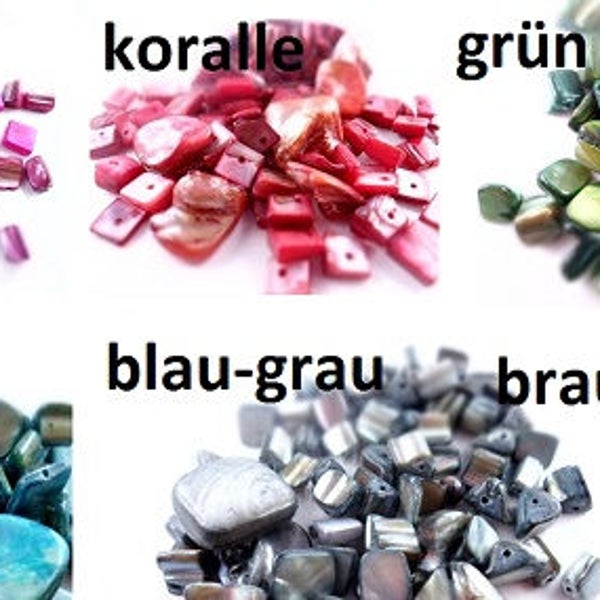 1 Beutel Perlmuttperlen, Perlen, gemischt, Perlmutt, gemischt, pink grün, gelb, türkis,grün, gelb, grün,braun