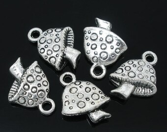 20 pendants, mushroom, mushrooms, silver, vintage style,